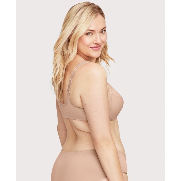 Glamorise Wonderwire Front Closure Bra in Cafe Size 34G Nude‎ Tan Cream Lace - Picture 3 of 16